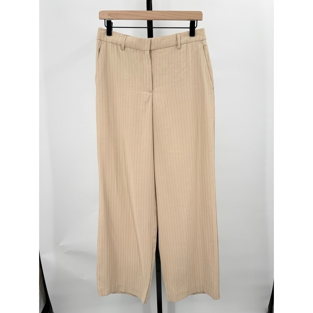 House of Harlow 1960 Cream Pinstripe Trousers High Waisted Straight Leg Office 6